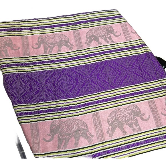 Pashmina Shawl Wrap Scarf Womens Purple Pink Gray w/ Elephant Print fringed ends - Picture 2 of 11